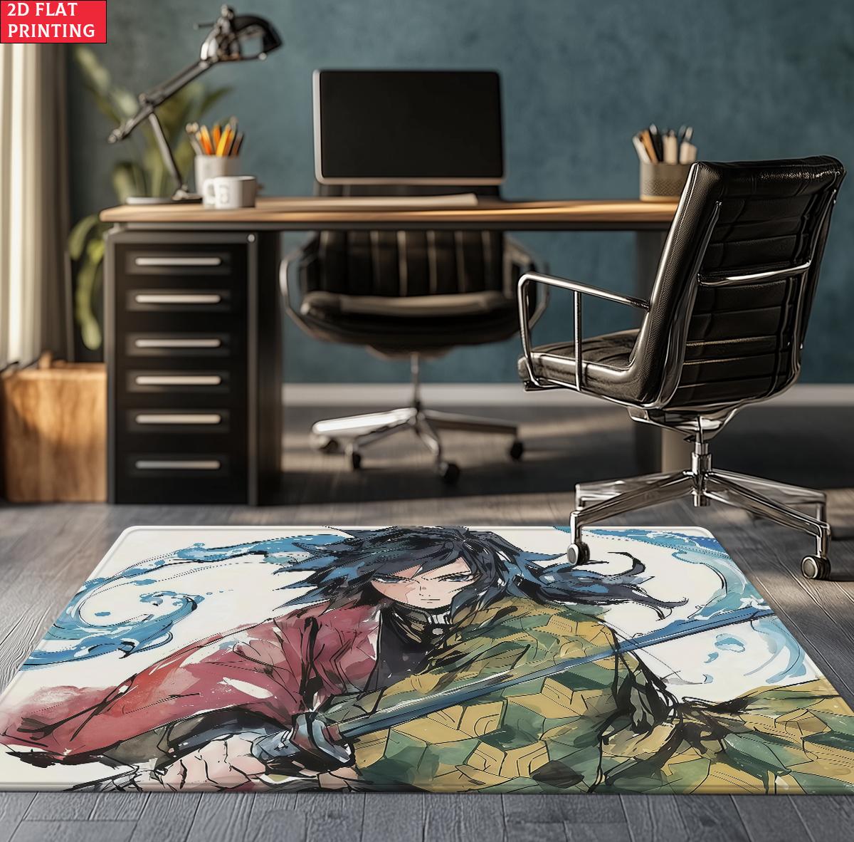 

Anime Swordsman Area Rug, Purple Red Flame Theme Floor Mat, Decorative Carpet for Gaming Room Bedroom, Washable Home Decor Gift 40x60cm(15x23 in)