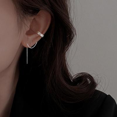 Long Checkered Wavy Fringed Ear Line, A Multi-Wear Design French Hollow Rhombus Ear Clip, Live Broadcast Drainage Model