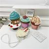 Cupcake Bag Shoulder Bag Ladies Crossbody Purse PU Crossbody Shoulder Bag Small Cupcake Purse with Adjustable Strap  White