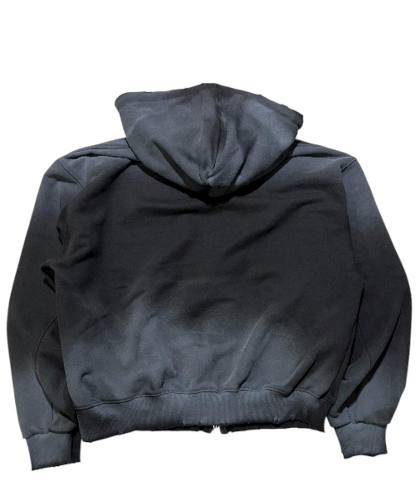 Sk8Er Rock Kreuzstich Grunge Kapuzenpullover mit Reißverschluss ((Schwarz))