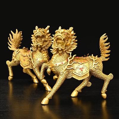 1 paar Koperen Eenhoorn Ornamenten Trekt Rijkdom Aan Feng Shui Woonkamer Winkel Kantoor Decoratie Ambachten