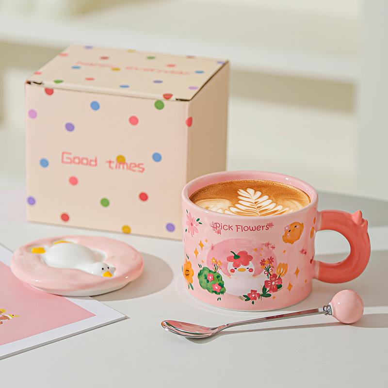 High Looking Retro Cup Artistic Sense of Ceramic Mug Birthday Gift for Girls Best Friend Souvenir Gift Box