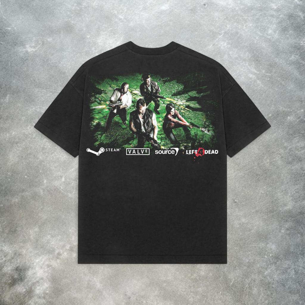 Summer Hot Sale Left 4 Dead Valve Tshirt  Retro Y2K Zombie Shooting Video Game Tshirt Mens Round Neck Short Sleeve