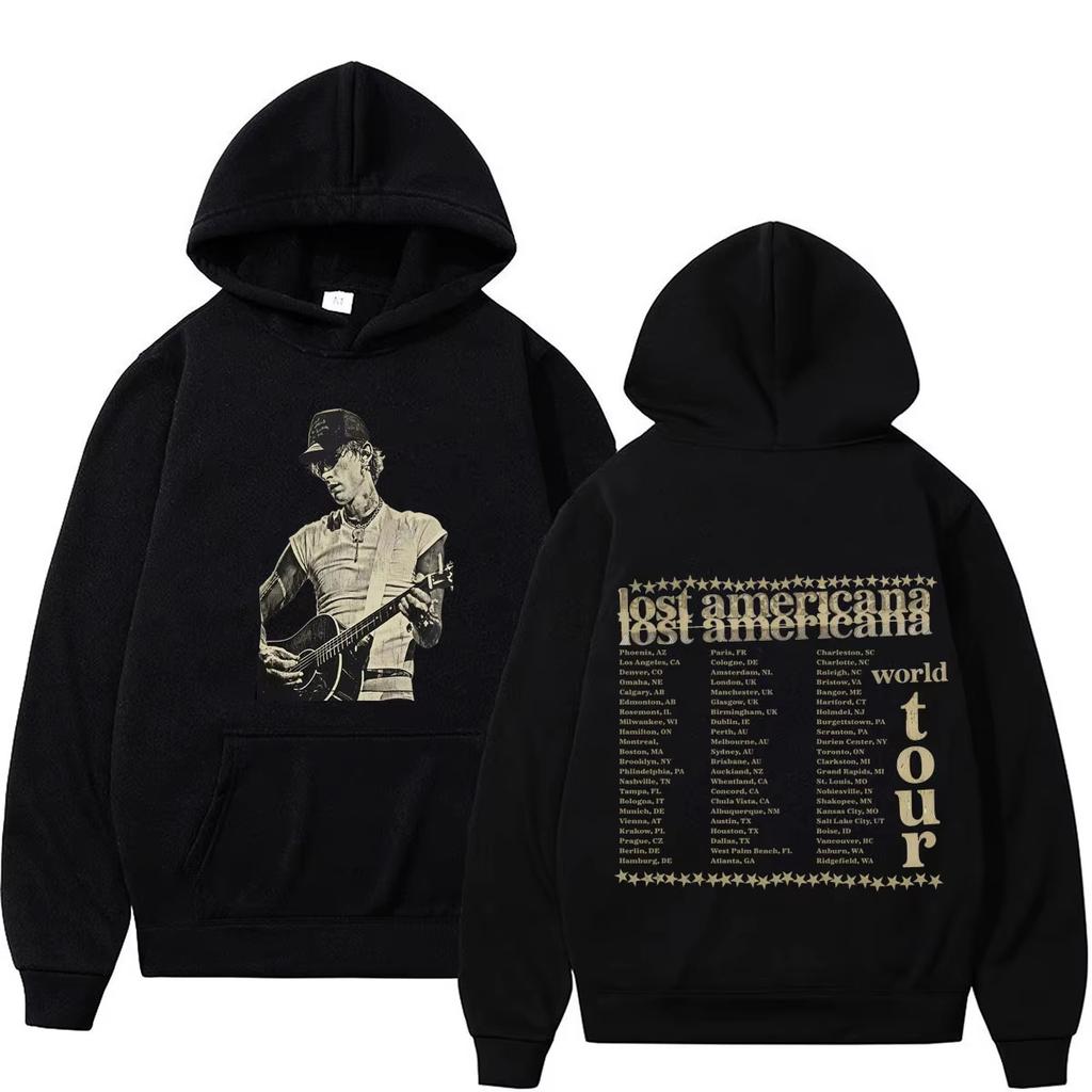 MGK Lost Americana Tour 2026 Print Hoodies Men Women Fashion Hip-hop Pullover Long Sleeves Casual Vintage Printed Sweatshirt