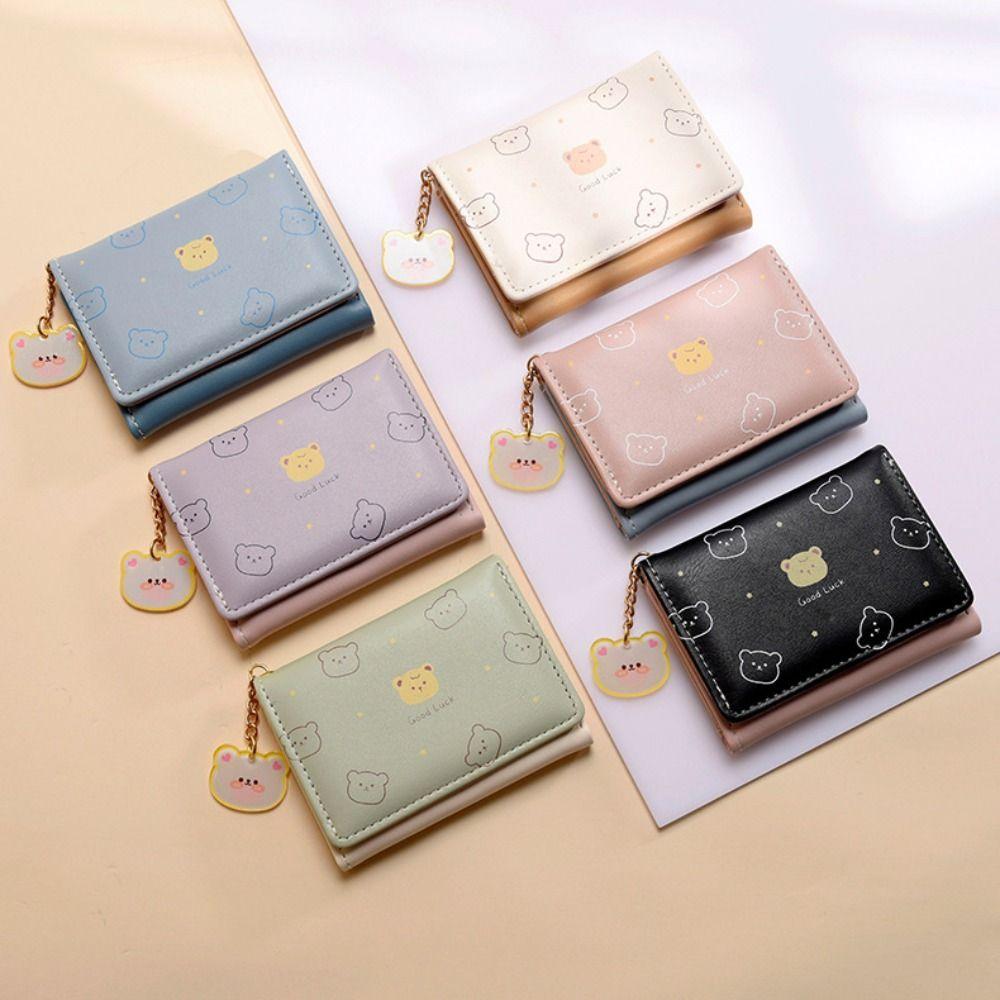 Cartoon Bear Print Wallet Multi-slot Coin Purse Mini Short Wallet  Daily Match