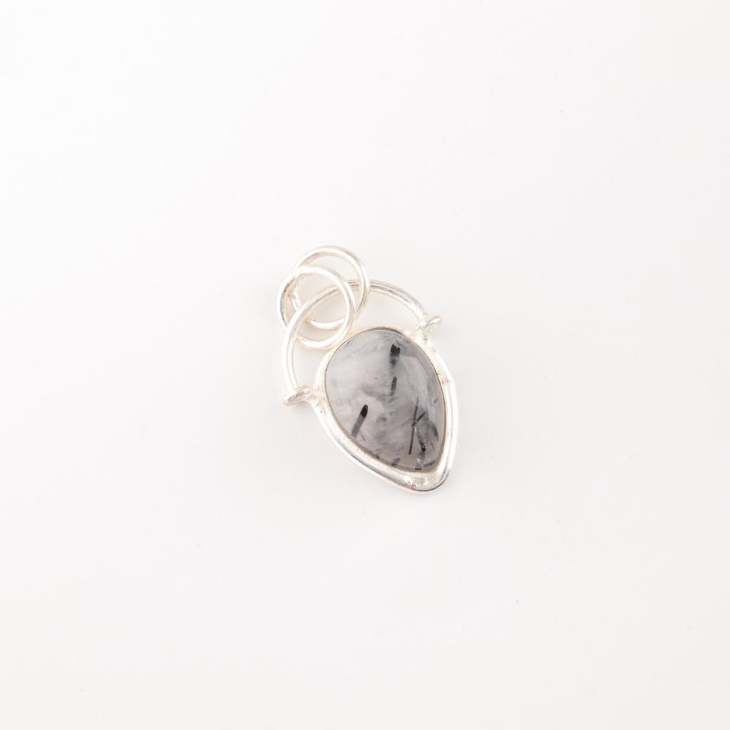 Black Rutile Gemstone 925 Sterling Silver Jewelry Handmade Pendant New year Gift PP-56-25