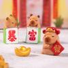 Miniature Capybara Figurines Set of 7 Tiny Resins Animals Statues for New Year or Birthday Decoration Attracting Wealth