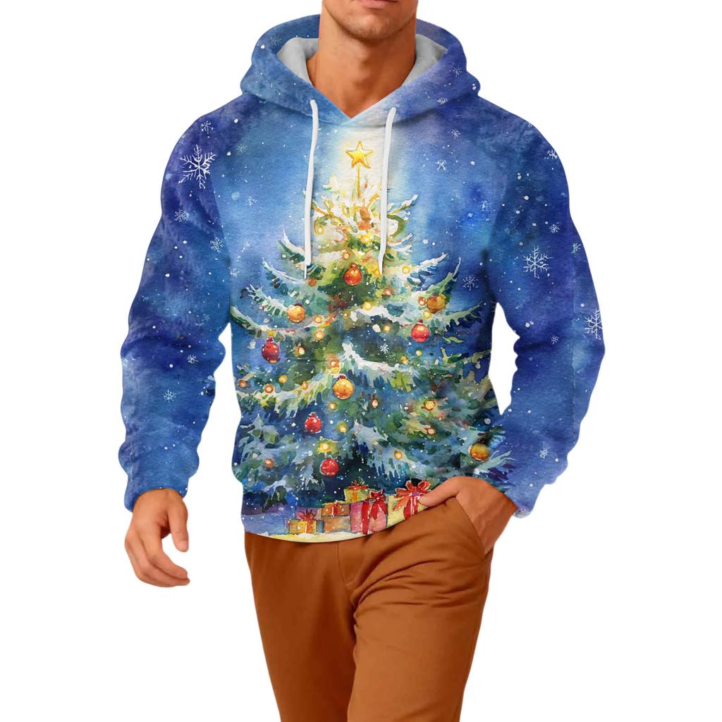 Men's Long-Sleeve Casual Flannel Hooded Sweatshirt