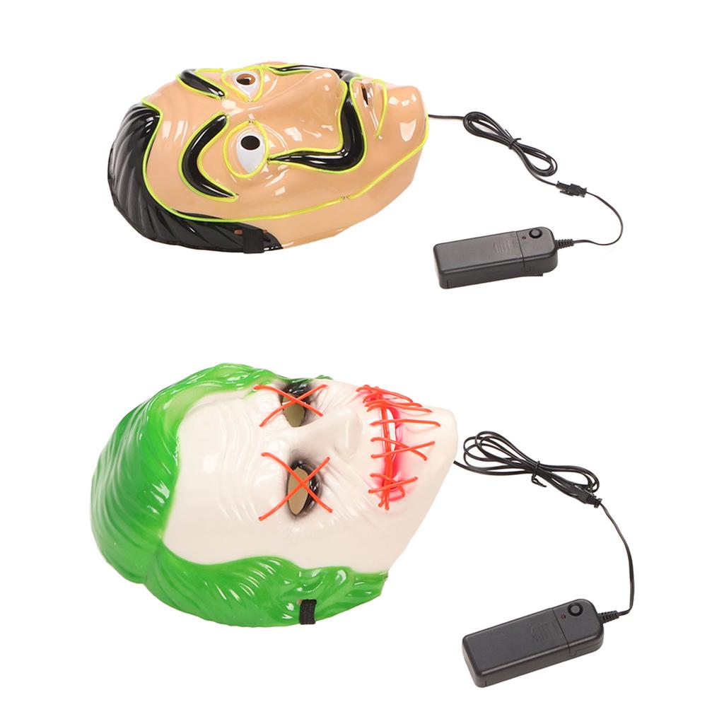2PCS LED Face Cover 3 Lighting Modes El Safe Comfortable Light Up Halloween Face Cover for Party