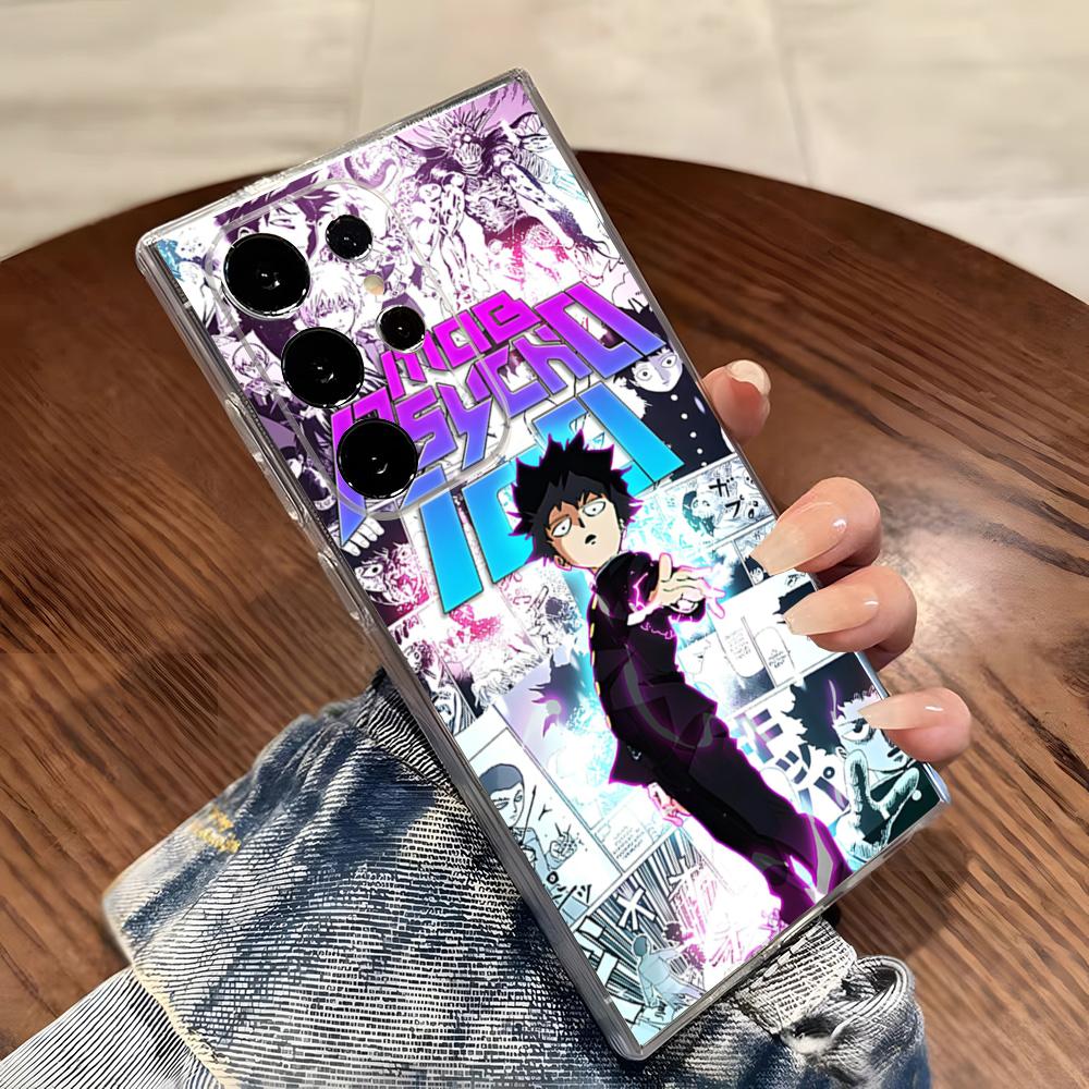 Anime Psycho 100 Phone Case For Samsung S26 S25 S24 Ultra S23 Fe S22 S20 S21 Plus Plus 5G Fe Transparent Cover