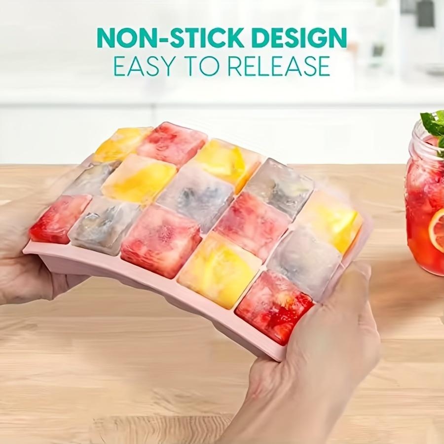 Silicone Ice Cube Mold 15 Grids Ice Tray Square Box With Lid Wine Ice Mold Blocks Maker Bar Kitchen Tools Whiskey Cocktail Cube 6