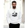 Men's Casual Crewneck Sweatshirt with Heron and Floral Pattern