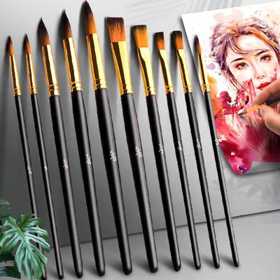 Art Student Gouache and Watercolor Nylon Brush Set for Acrylic and Oil Painting