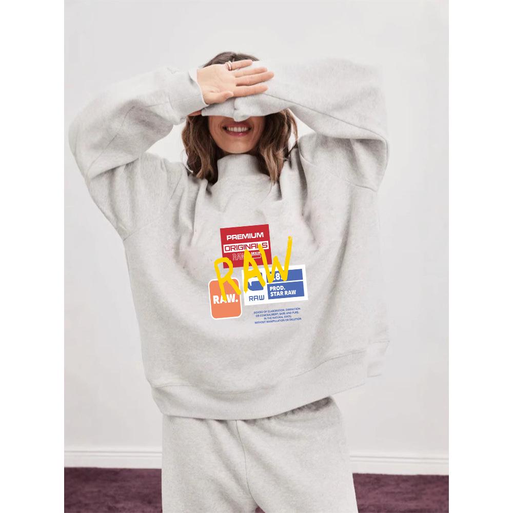 European Trend Women's Autumn Long-Sleeve Mid-High Collar Sweatshirt