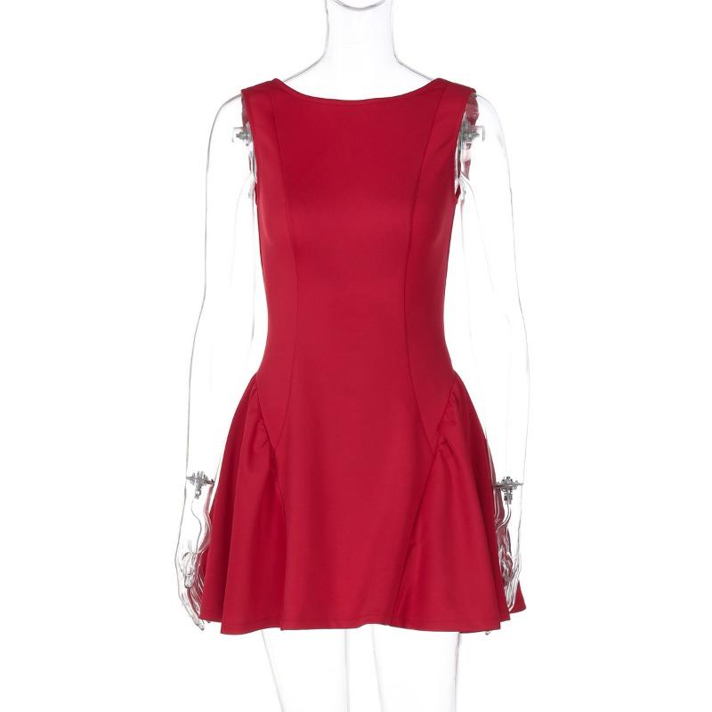 Spring Women's Fashion Sleeveless Short Dress Sexy Slim-fit Halter Dress