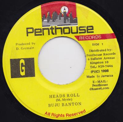 7inch Record BUJU BANTON - Heads Roll NONE Penthouse Recor 1998 Jamaica Reggae, Ska & Dub Used