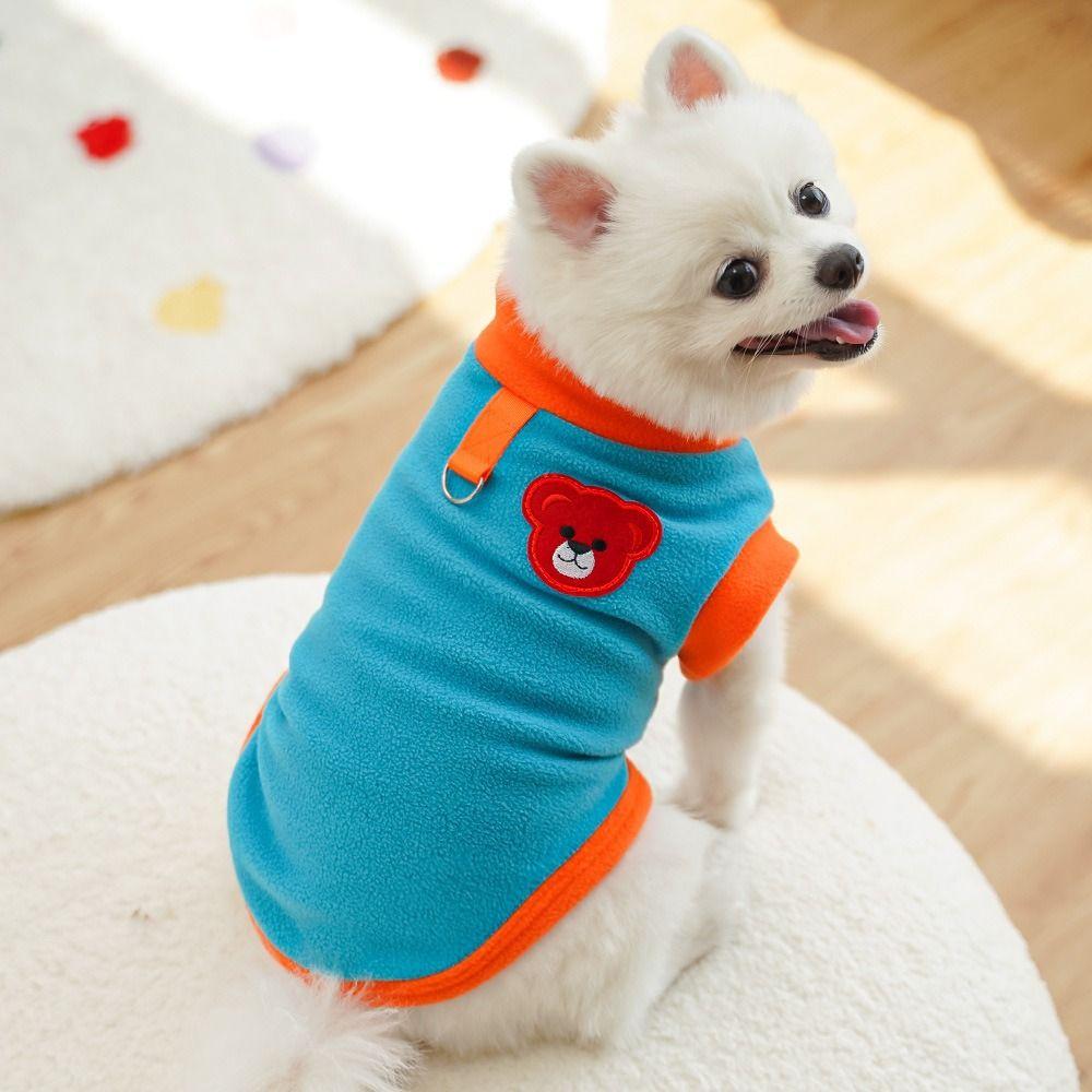Warm Pet Dog Vest Jacket Bear Pattern Dog Hoodie Fashion Pet Dog Pullover  Indoor