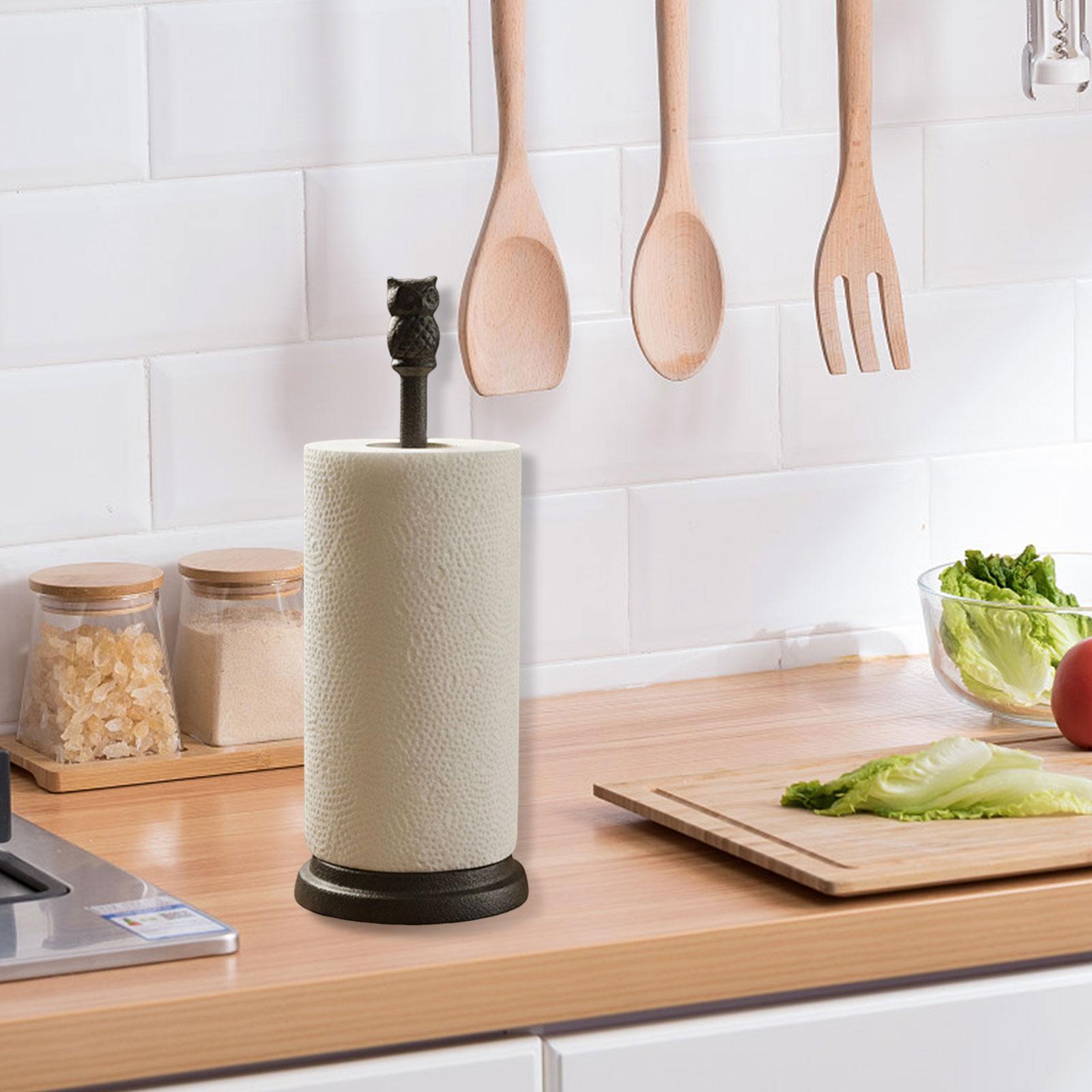 Owl Paper Towel Holder Cast Iron Strong Towel Paper Holder Vintage Decorative for Kitchen Countertop Bathroom