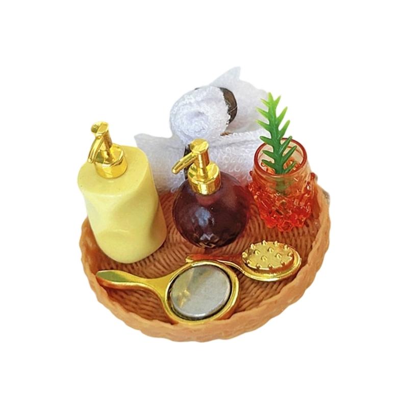 Creative Miniature Bathroom Toiletries Set Resin Figure Doll House Accessories With Fine Detail For Scene Decoration