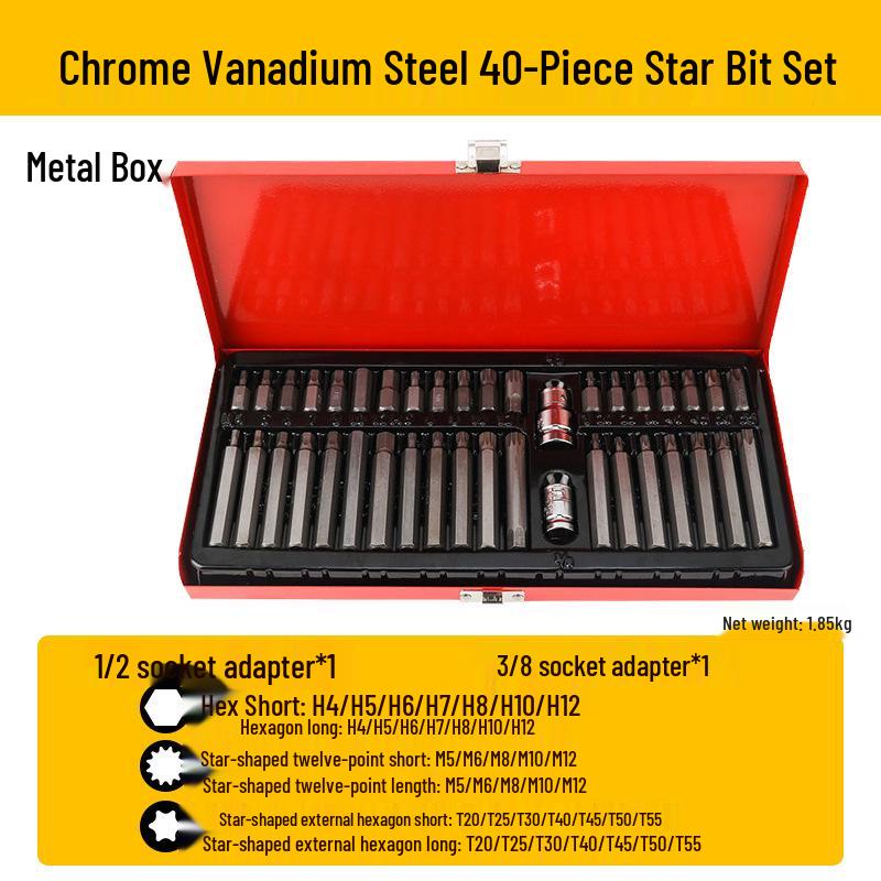 1/2'' Hex Torx Extended 12-Point Impact Socket Set