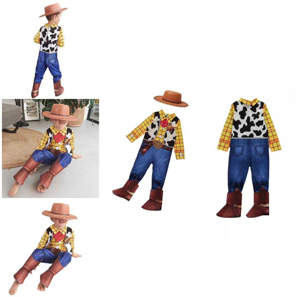 Çocuk Oyuncak Hikayesi Kovboy Woody Tulum Cosplay Kostümü Şapka ve Eşarpla