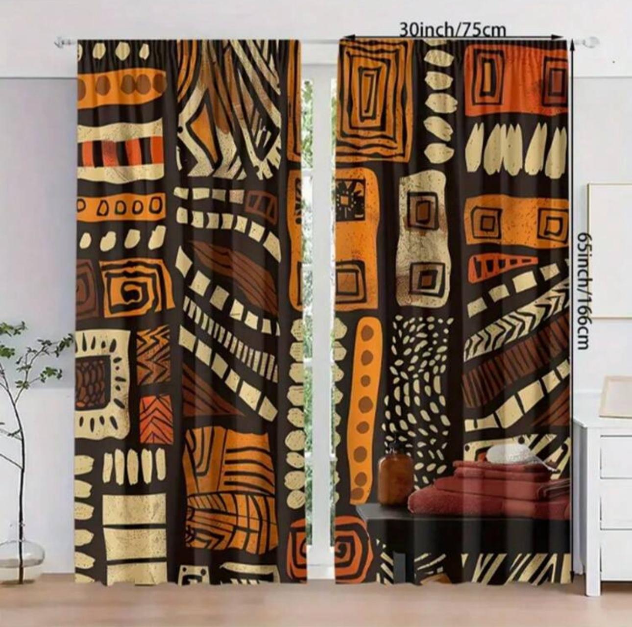 

Bohemian Pattern Printed Curtains, Pole Bag Curtains 42*84, Bedroom And Living Room, Home Decoration, Room Decoration 14Wx39L(35x100CM)x2