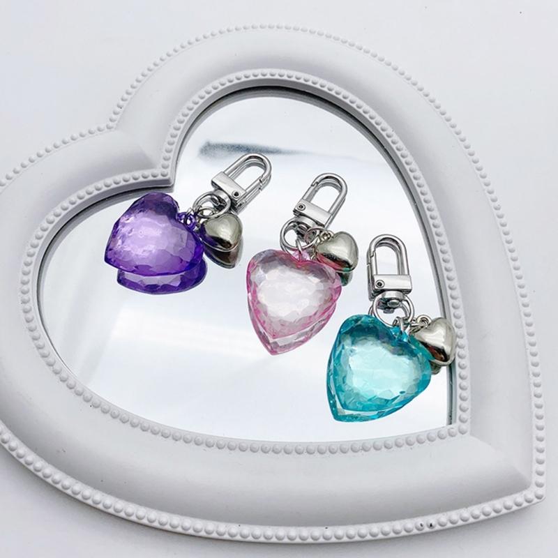 Breloc elegant cu inimă de dragoste, breloc acrilic atrăgător, farmec pentru geantă, decorațiuni, pandantiv metalic la modă pentru rucsacuri