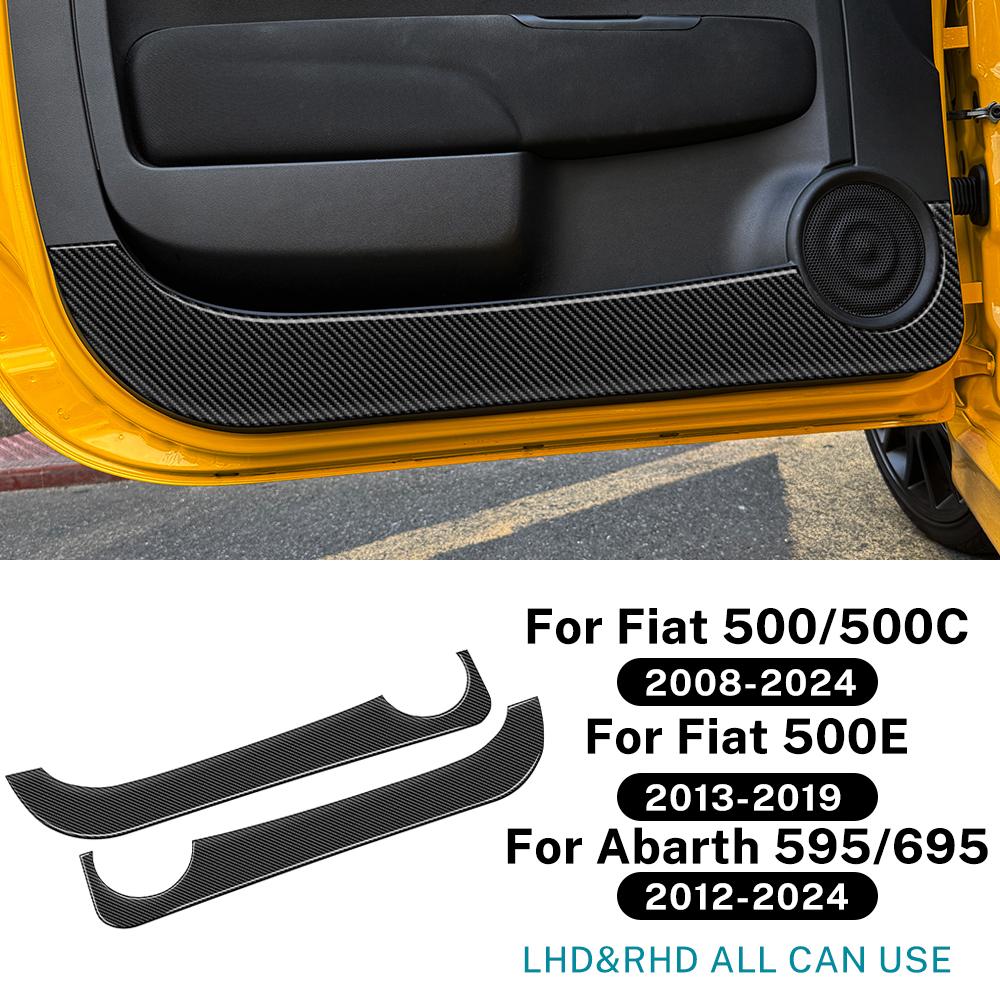 For Fiat 500 500C(2008-2024)/Fiat 500E(2013-)/Abarth 595 695(2012-2024) Soft Carbon Fiber Sticker Car Door Anti-Kick Trim