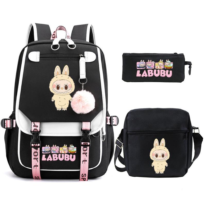 Cartoon Printed Children's Backpack Large Capacity Campus Trend Student Schoolbag Three-piece Set
