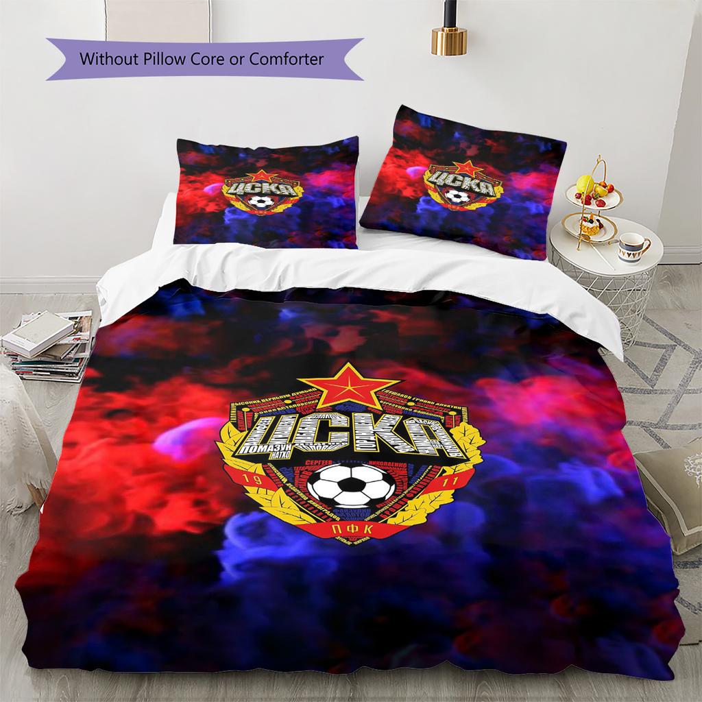 CSKA Moscow Logo Pattern Bedding Set Quilt Cover Pillowcase Home Decor Gift (1 * Duvet Cover + 2 * Pillowcase, Without Core)