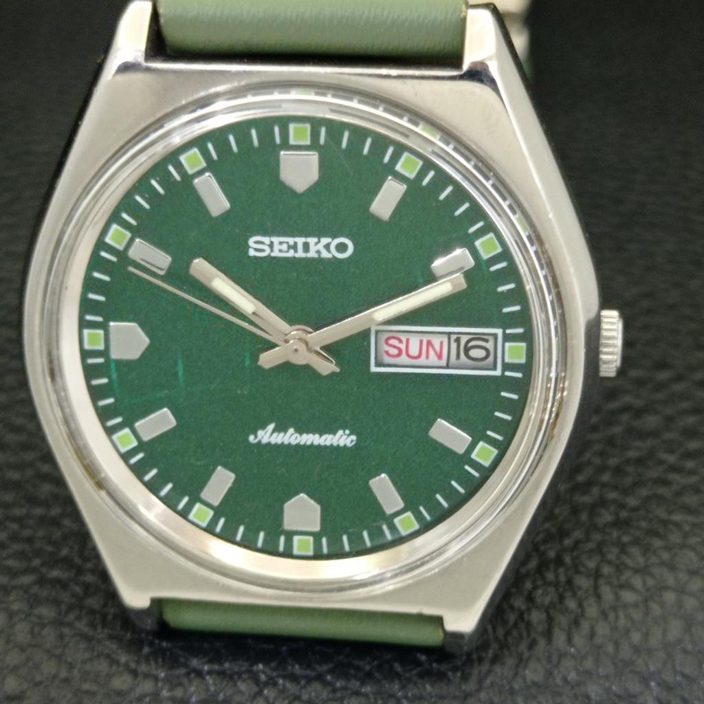 SEIKO AUTOMATIC 6309A JAPAN MENS VINTAGE GREEN COLOR DIAL WATCH a701448-5 R206b-a701448