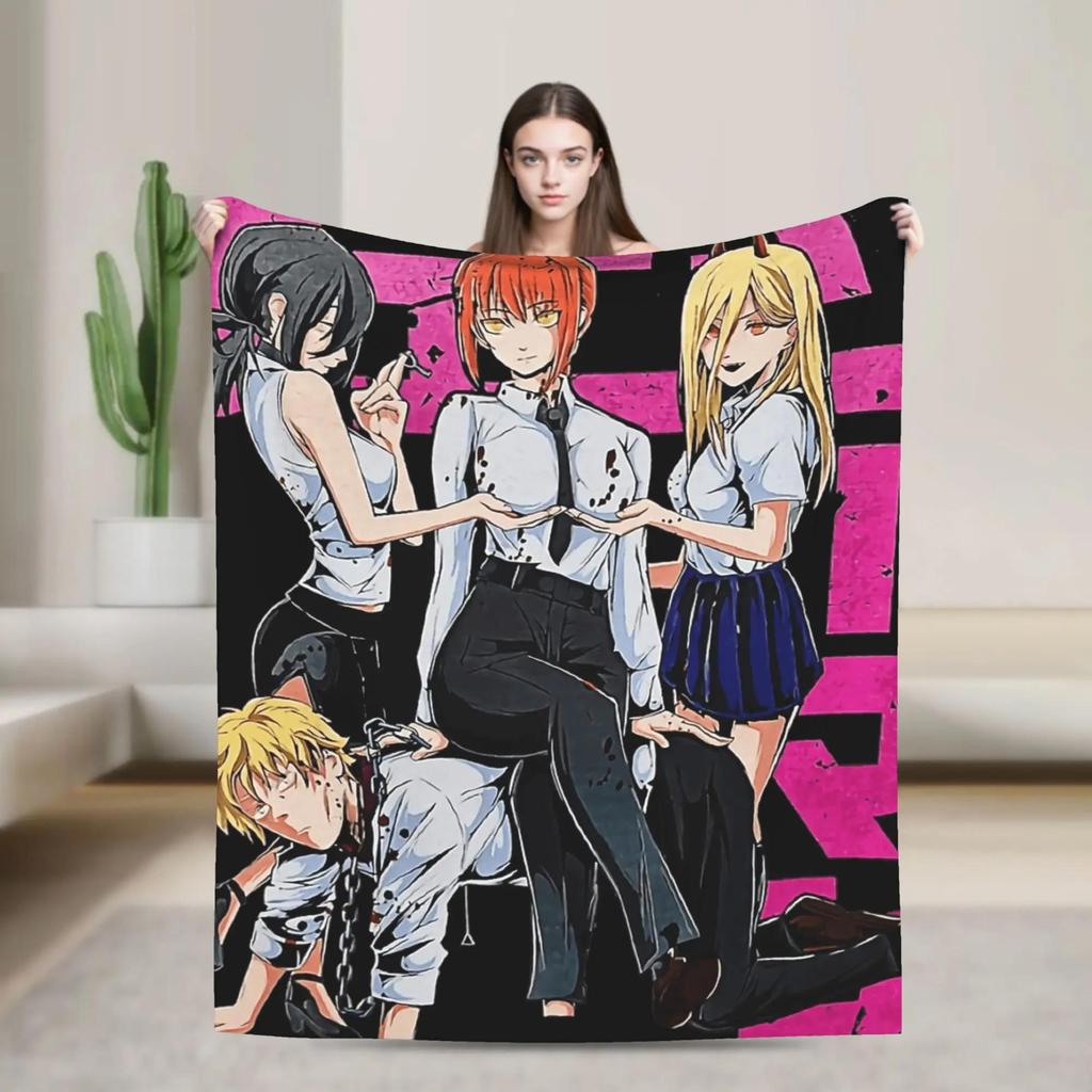 Chainsaw Man Fan Anime Blanket Super Soft Quality Throw Blanket for Winter Kids Bedroom Decor Novelty Bedspread