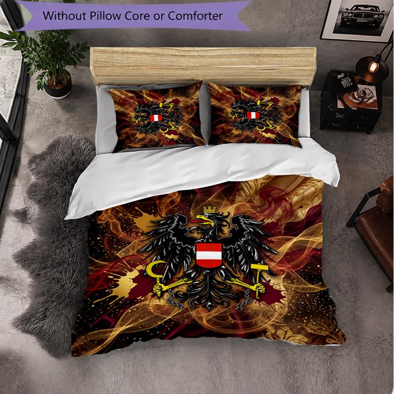 Austria Football Pattern 3 Pieces Bedding Set Soft Microfiber Duvet Cover with Pillow Cases for Bedroom