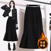 Women's High Waist Mermaid Skirt Corduroy Vintage Casual Solid Color Mid Length Long Skirt