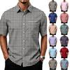 Camicia Casual da Uomo a Maniche Corte con Bottoni e Tasca Leggera Traspirante Fantasia Estiva per l'Uso Quotidiano