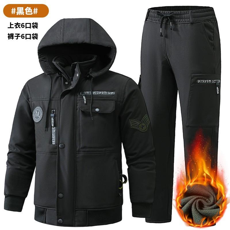 

Construction Auto Repair Work Clothes Warm Camouflage Workshop Labor Protection Working Men Velvet Thick Size 175 XL recommended 120-140 kg