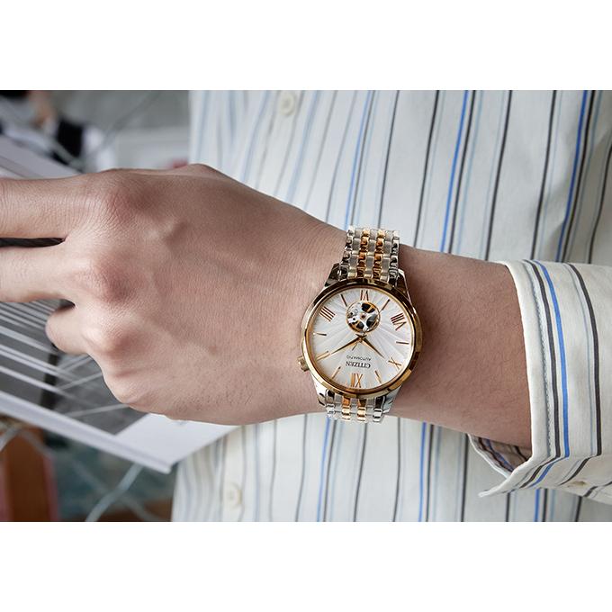 CITIZEN Mechanical Movement Stainless Steel Strap Watch Unisex White Dial NH9136-88A