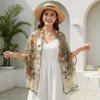 Lightweight Ethnic Sheer Shawl Embroidered Summer Hijab Boho Floral Headwrap Travel Photoshoot