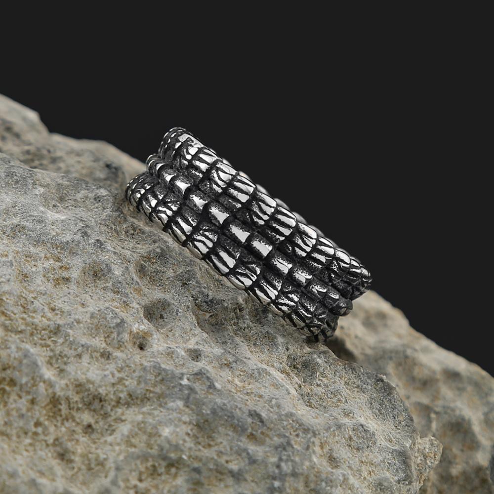 Stainless Steel Jewelry Dragon Scales Gothic Amulet Viking Rings For Men Women Norse Pagan Warrior Ring Symbolic Handmade Gift