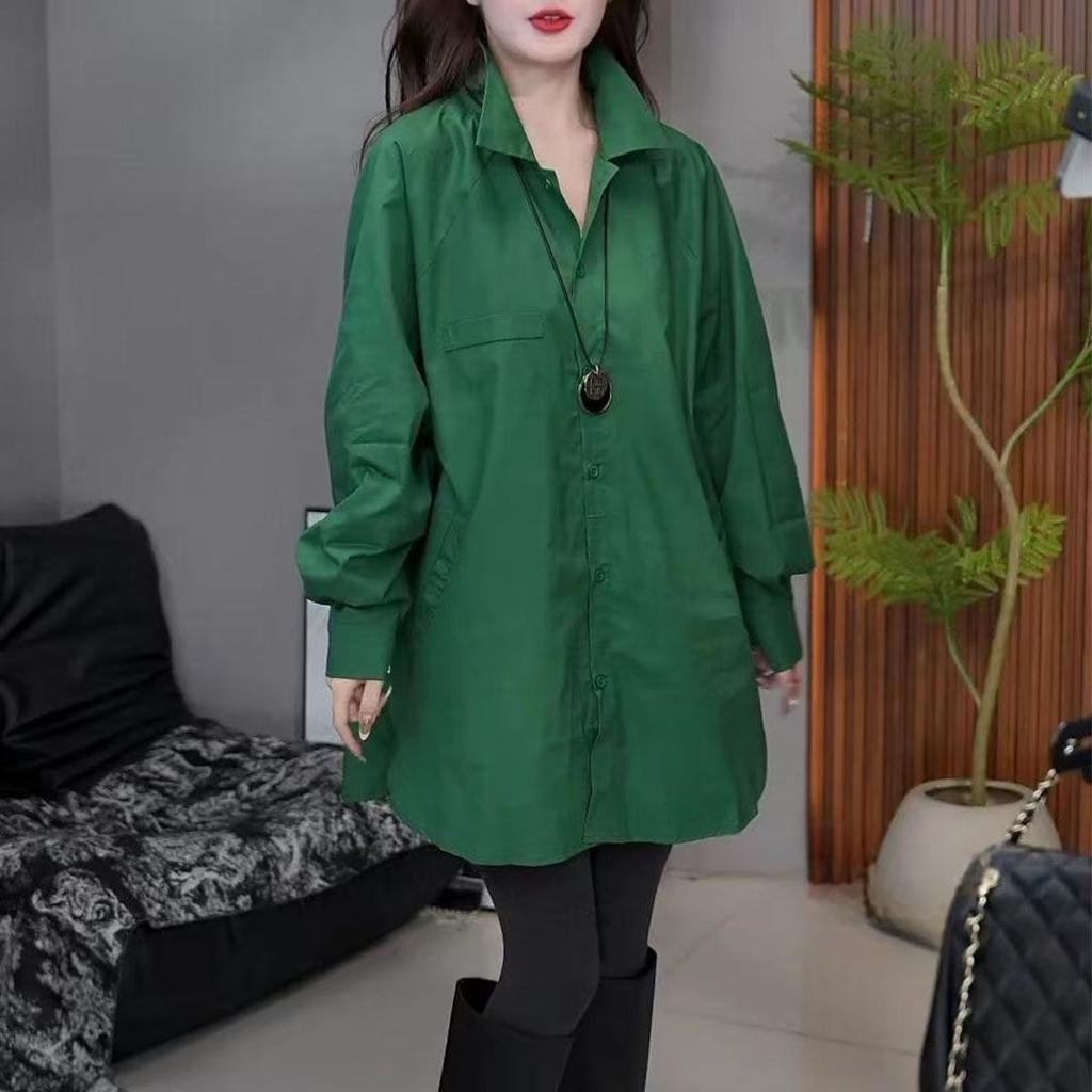 Kadınlar için Modaya Uygun Bahar Gömleği Bol Uzun Kollu Günlük Üst Slim Fit Bluz