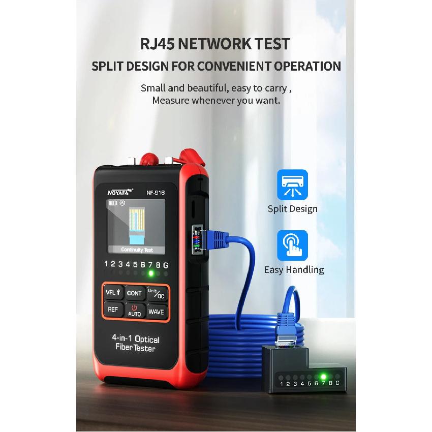 NOYAFA 4 In 1 Fiber Optical Power Meter Visual Fault Locator NF-916 VFL REF FC SC ST LCD Display Optic Cable Tester Network Tool