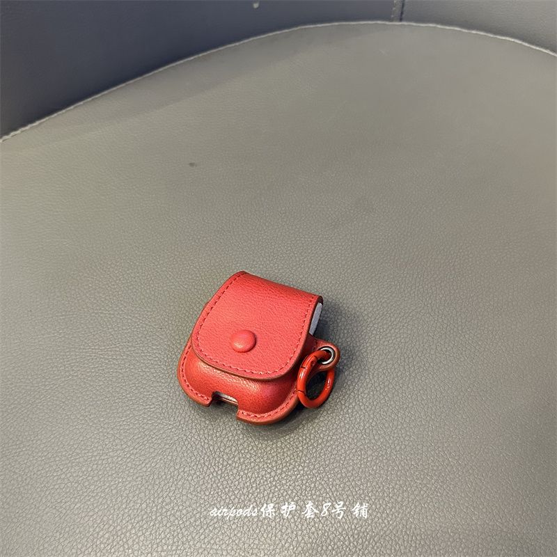 

Minimalist Retro Leather Earphone Case for Apple Wireless Bluetooth AirPods Pro1 Generation 2 Generation 3 Generation Protective Case Buggy Bag Apple AirPods 4 Red earphone shell (without rope