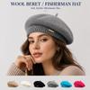Solid Color Beret Hat Warm Woolen Beanie Cap Retro Knit Cap  Women Girl