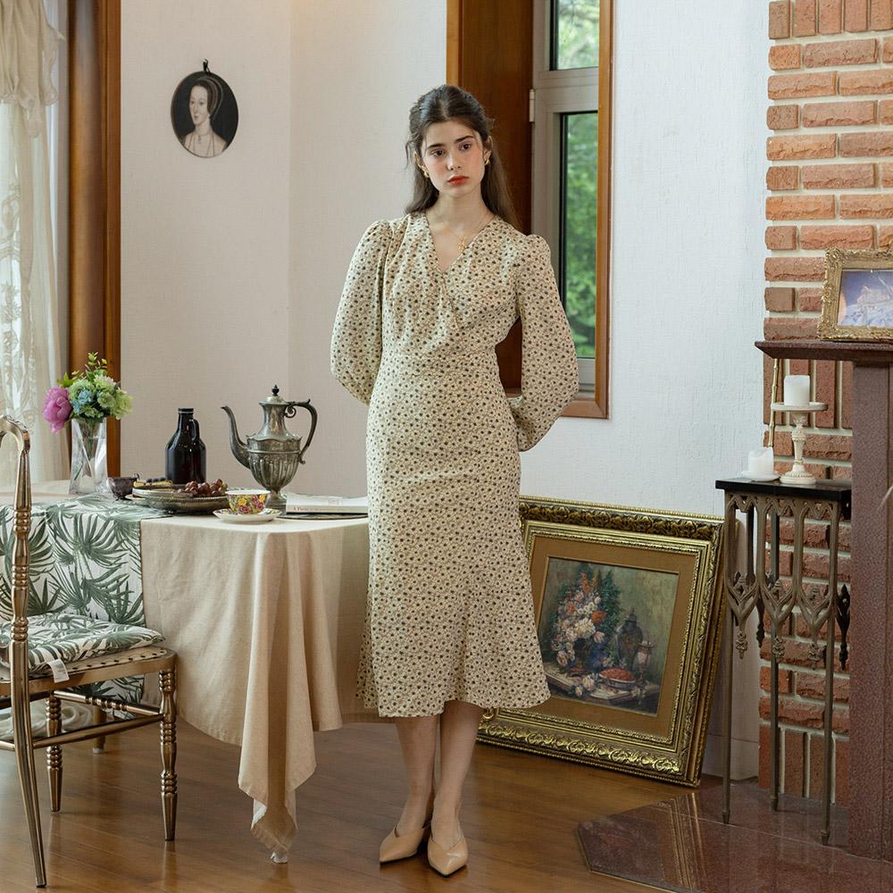 Peulaudeumali Pm_Flower World Long Sleeves Dress_Green