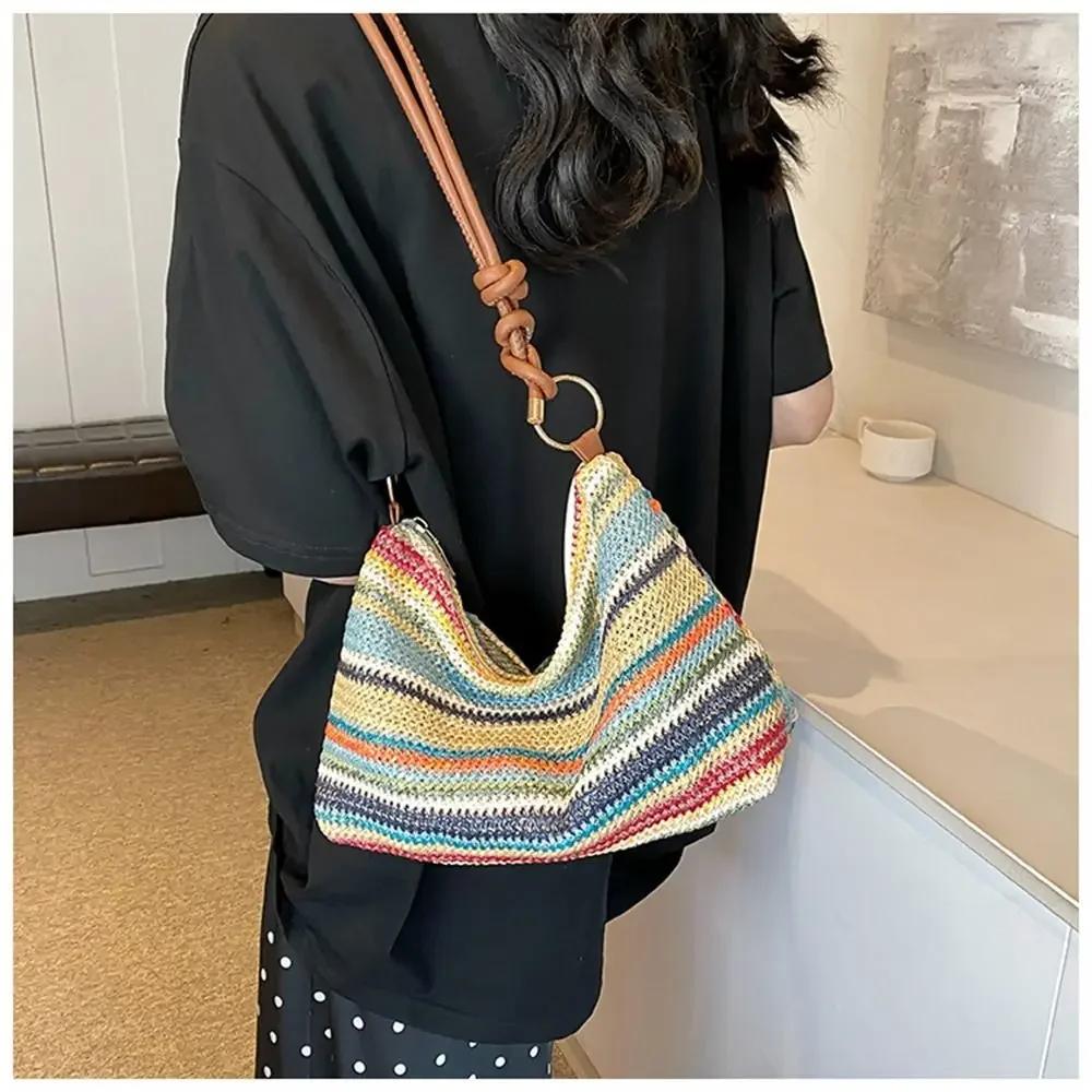 Fashion Women Summer Bohemian Straw Bag Woven Beach Crossbody Bag Shoulder Messenger Bag Girls Handbags Straw Bag Gifts