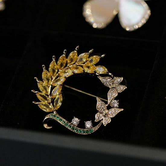 Bo Xin Yun Elegant High-End Zirconia Butterfly Wheat Ear Brooch