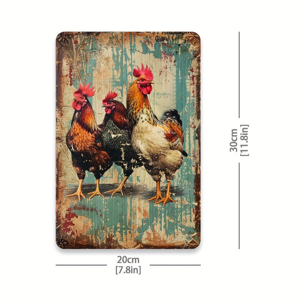 

Colorful Rooster Farmhouse Metal Sign xcm Country Chicken Wall Art Rustic Decor for Kitchen Barn Garden ShedCoffee Bar 20x30cm（7.8x11.8inch）