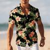 Men's Tropical Floral Print Short Sleeve Shirt, Spring Summer Cool Vacation