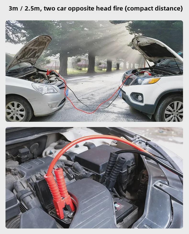 2000A Pure Copper Car Battery Jumper Cables with Clamp & Protection, 4m