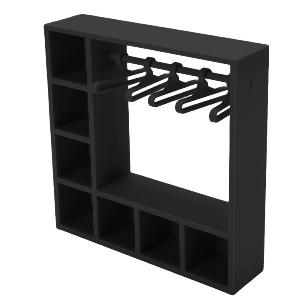 Doll Clothes Closet Wardrobe with 10 Hangers Doll Accessories Display Box Figures Clothing Storage Cabinet